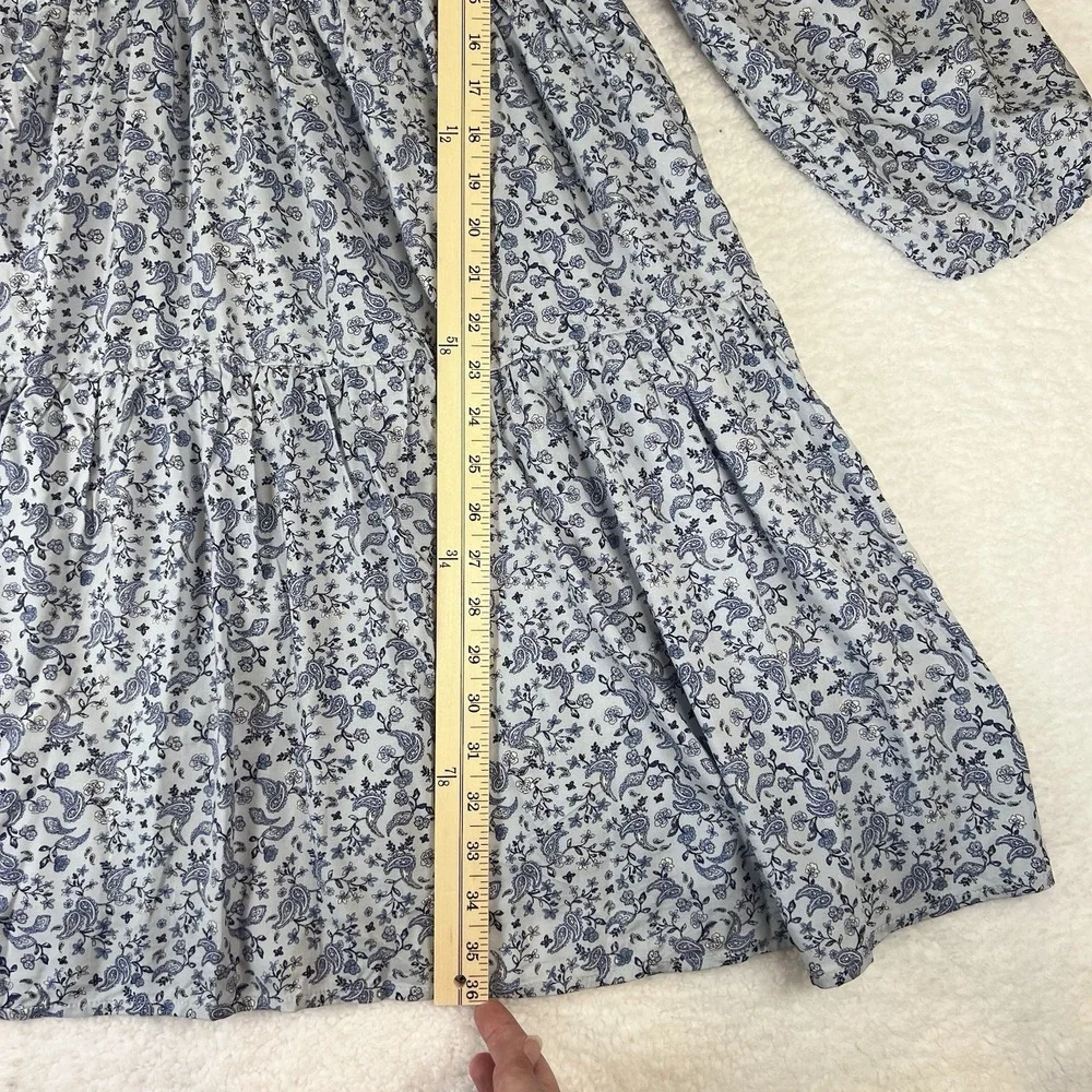 Boho Cottagecore‎ Floral Peasant Dress XXL Smocked Babydoll Blue White